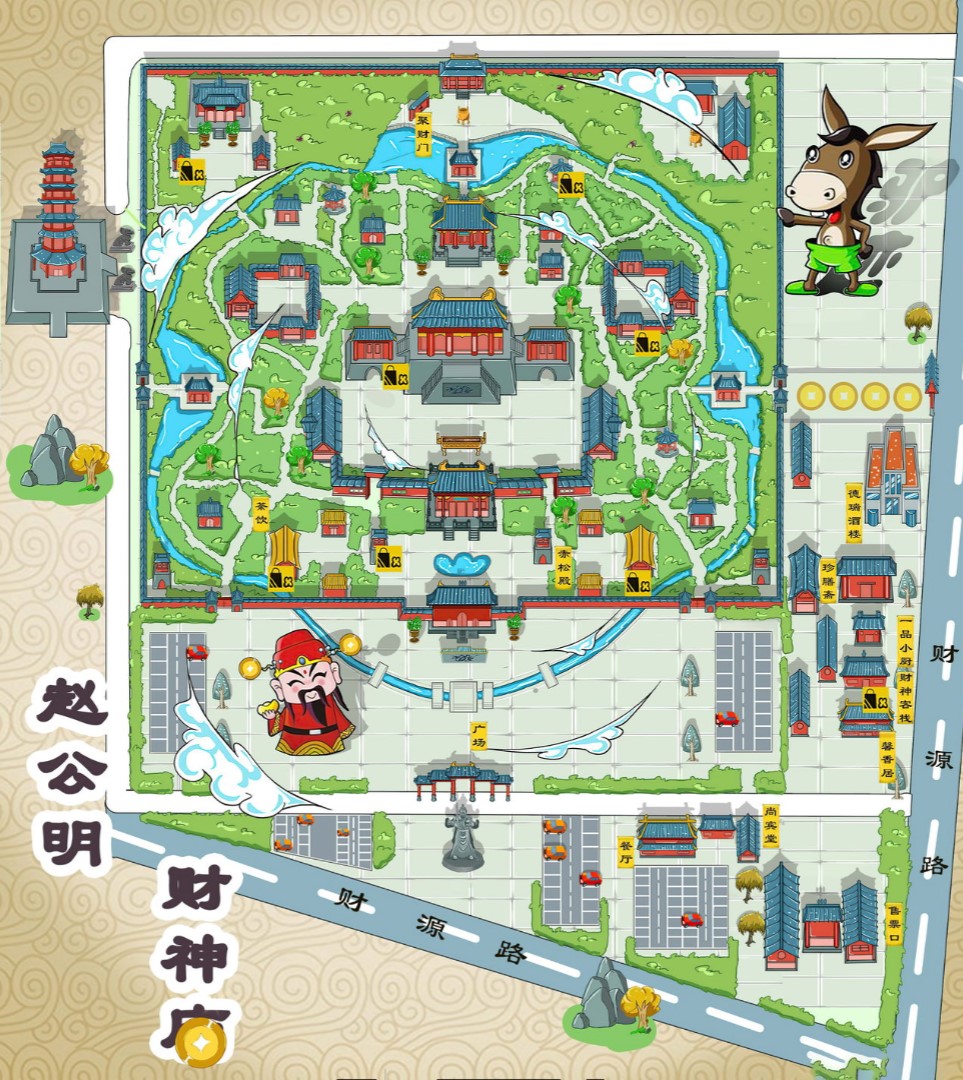 镇沅寺庙类手绘地图